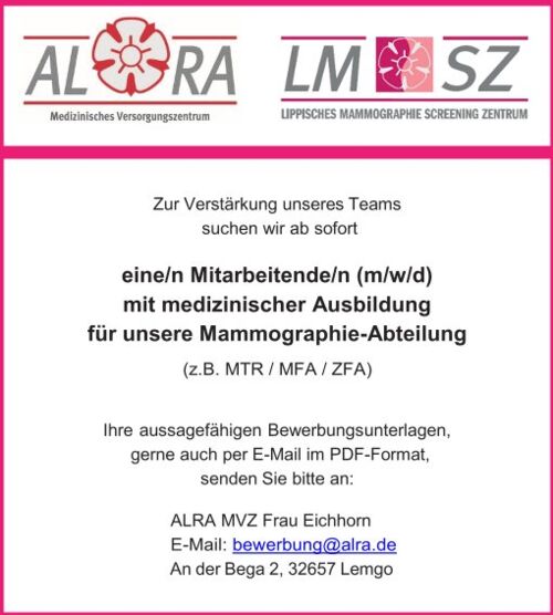 Stellenangebot MTRA Mammographie